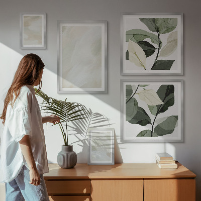 Pared galería de arte Pinturas brillantes, estilo boho abstracto