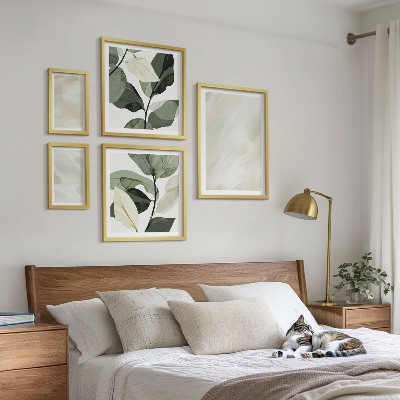 Pared galería de arte Pinturas brillantes, estilo boho abstracto