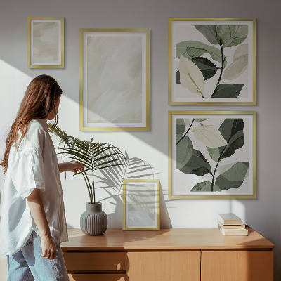 Pared galería de arte Pinturas brillantes, estilo boho abstracto