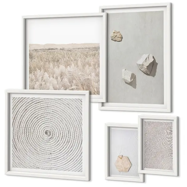 Conjunto de cuadros decorativos con texturas de arena estilo boho