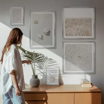 Conjunto de cuadros decorativos con texturas de arena estilo boho