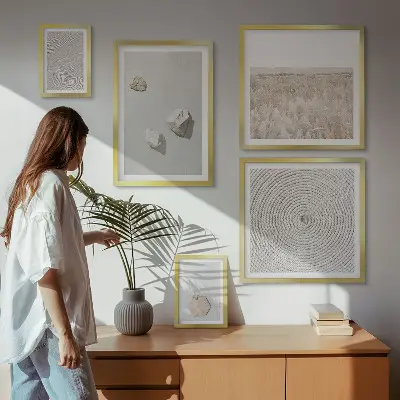 Conjunto de cuadros decorativos con texturas de arena estilo boho