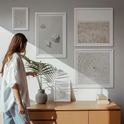Conjunto de cuadros decorativos con texturas de arena estilo boho