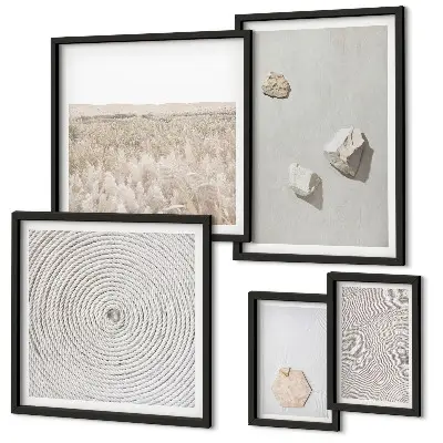 Conjunto de cuadros decorativos con texturas de arena estilo boho