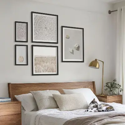 Conjunto de cuadros decorativos con texturas de arena estilo boho