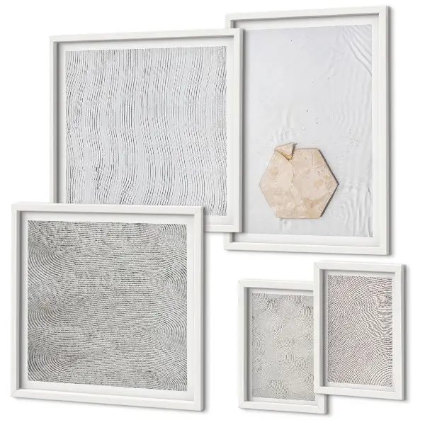 Set de 5 cuadros decorativos para salón con diseño de texturas de arena estilo boho