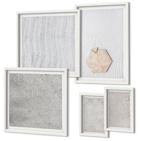 Set de 5 cuadros para salón Texturas de arena boho ligeras