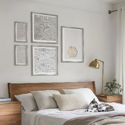 Set de 5 cuadros decorativos para salón con diseño de texturas de arena estilo boho
