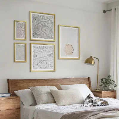Set de 5 cuadros decorativos para salón con diseño de texturas de arena estilo boho