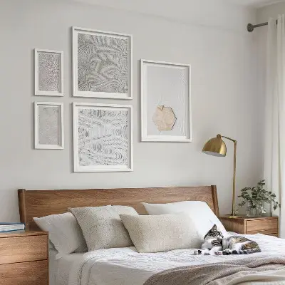 Set de 5 cuadros decorativos para salón con diseño de texturas de arena estilo boho