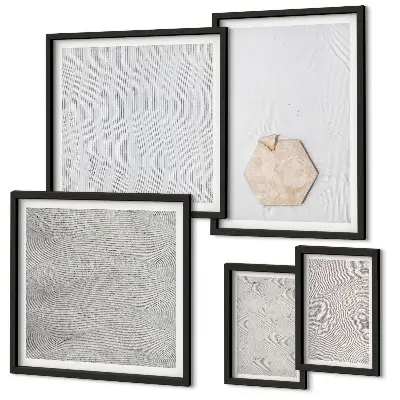 Set de 5 cuadros decorativos para salón con diseño de texturas de arena estilo boho