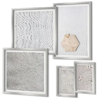 Set de 5 cuadros decorativos para salón con diseño de texturas de arena estilo boho