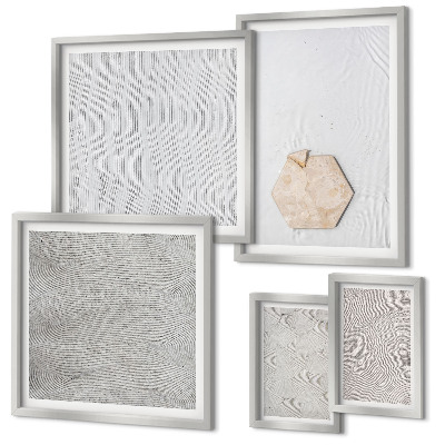 Set de 5 cuadros para salón Texturas de arena boho ligeras