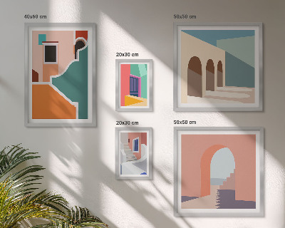 Conjunto de cuadros decorativos Ilustraciones coloridas de edificios