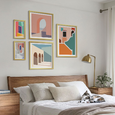 Conjunto de cuadros decorativos Ilustraciones coloridas de edificios