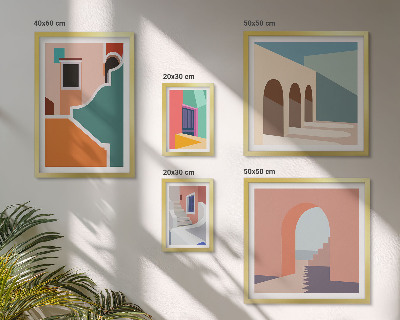 Conjunto de cuadros decorativos Ilustraciones coloridas de edificios