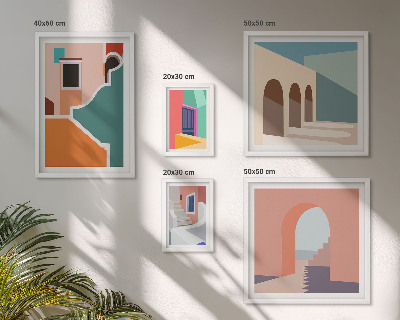 Conjunto de cuadros decorativos Ilustraciones coloridas de edificios