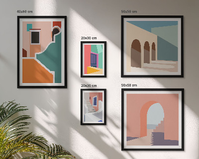 Conjunto de cuadros decorativos Ilustraciones coloridas de edificios