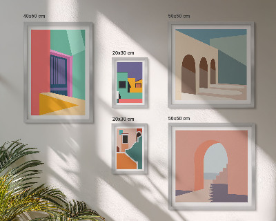 Set de 5 cuadros para salón Ilustraciones coloridas de la ciudad