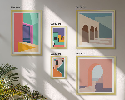 Set de 5 cuadros para salón Ilustraciones coloridas de la ciudad