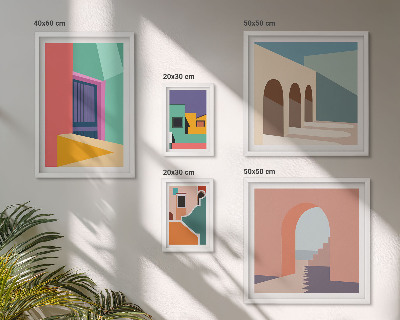 Set de 5 cuadros para salón Ilustraciones coloridas de la ciudad
