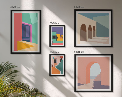 Set de 5 cuadros para salón Ilustraciones coloridas de la ciudad
