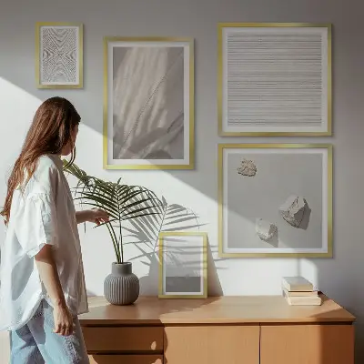 Conjunto de cuadros decorativos con delicadas texturas bohemias de la naturaleza