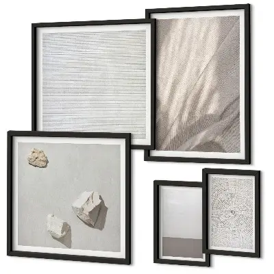 Conjunto de cuadros decorativos con delicadas texturas bohemias de la naturaleza