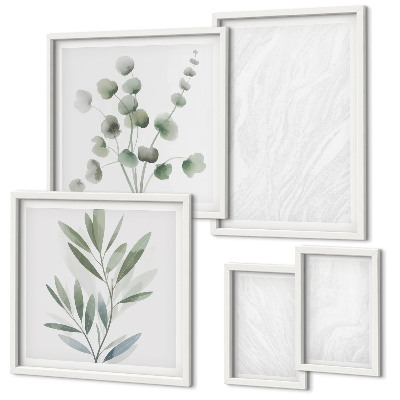 Set de 5 cuadros para salón Elegante estructura de ramitas de mármol