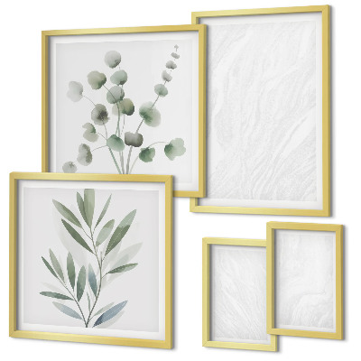 Set de 5 cuadros para salón Elegante estructura de ramitas de mármol