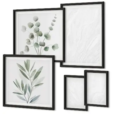 Set de 5 cuadros para salón diseño de estructura de ramitas de mármol elegante