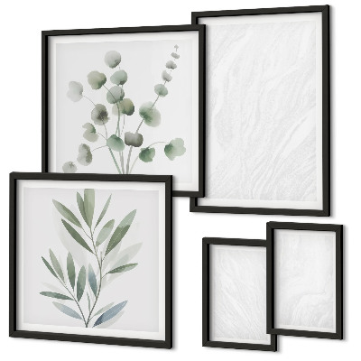 Set de 5 cuadros para salón Elegante estructura de ramitas de mármol