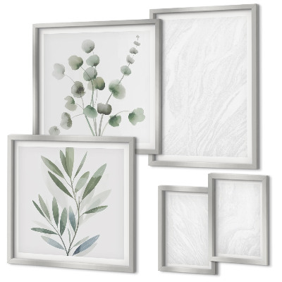 Set de 5 cuadros para salón Elegante estructura de ramitas de mármol