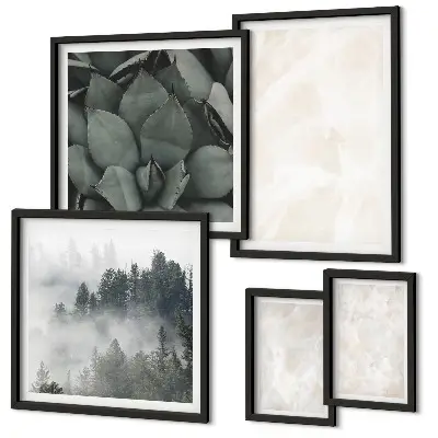 Set de 5 cuadros para salón diseño de estructuras de piedra en tonos pastel