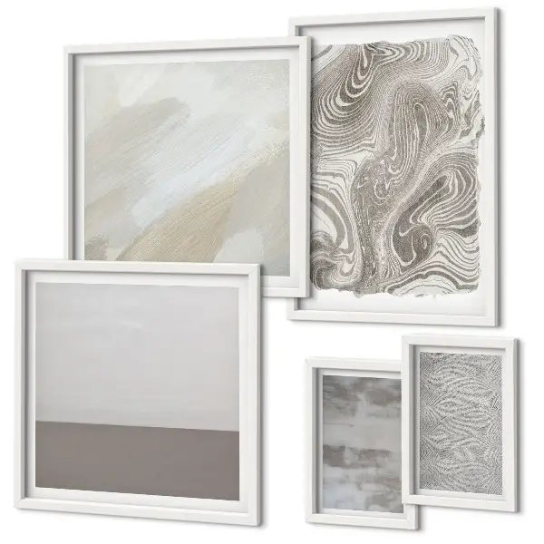 Pared galería de arte con patrones abstractos industriales