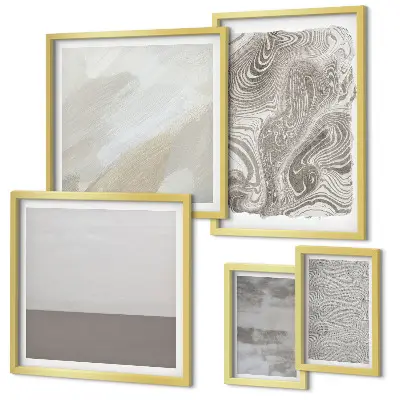 Pared galería de arte con patrones abstractos industriales
