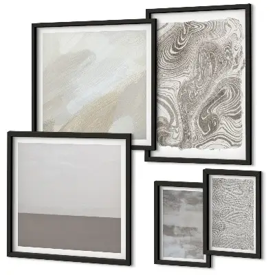Pared galería de arte con patrones abstractos industriales
