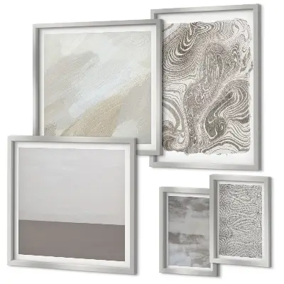 Pared galería de arte con patrones abstractos industriales