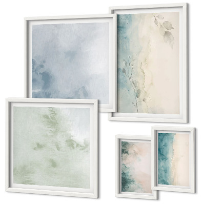 Conjunto de cuadros decorativos Acuarelas derramadas sobre lienzo minimalismo