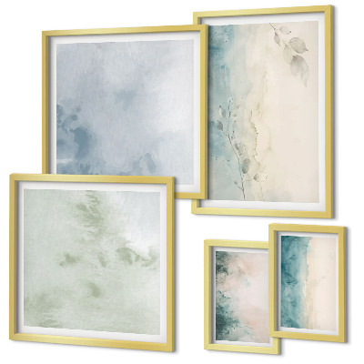 Conjunto de cuadros decorativos Acuarelas derramadas sobre lienzo minimalismo