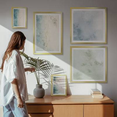 Conjunto de cuadros decorativos Acuarelas derramadas sobre lienzo minimalismo