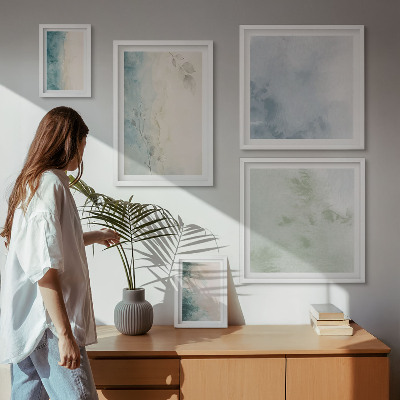 Conjunto de cuadros decorativos Acuarelas derramadas sobre lienzo minimalismo