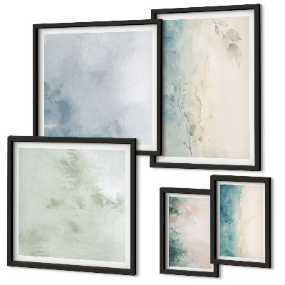 Conjunto de cuadros decorativos Acuarelas derramadas sobre lienzo minimalismo