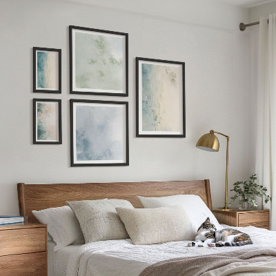 Conjunto de cuadros decorativos Acuarelas derramadas sobre lienzo minimalismo