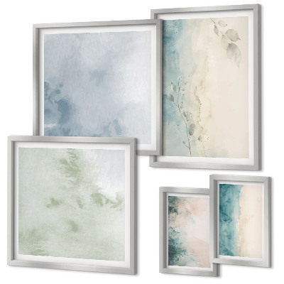 Conjunto de cuadros decorativos Acuarelas derramadas sobre lienzo minimalismo