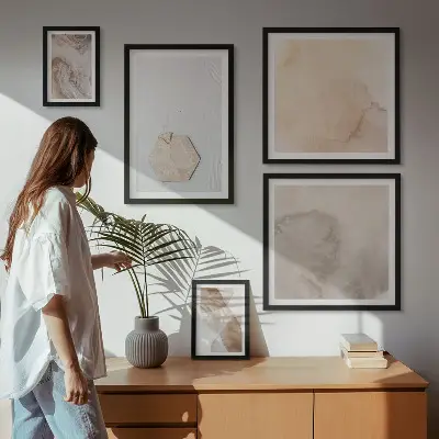 Set de 5 cuadros para salón de diseño con temática de abstracción de la naturaleza