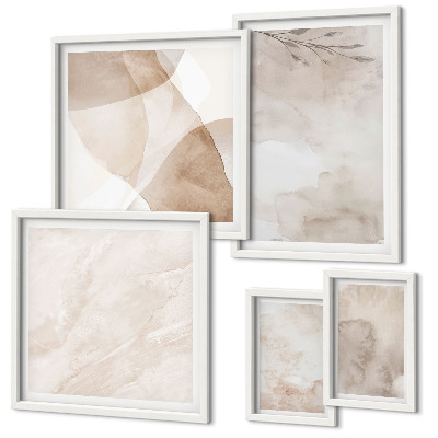 Set de 5 cuadros para salón Pinturas de acuarela con texturas bohemias