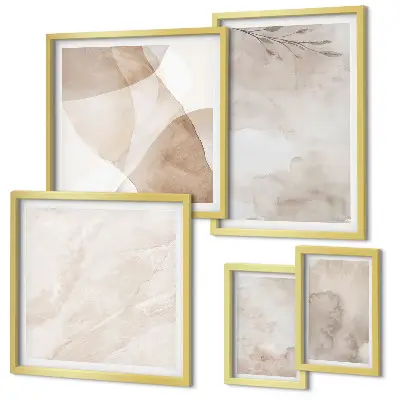 Set de 5 cuadros para salón con diseños de pinturas de acuarela y texturas bohemias