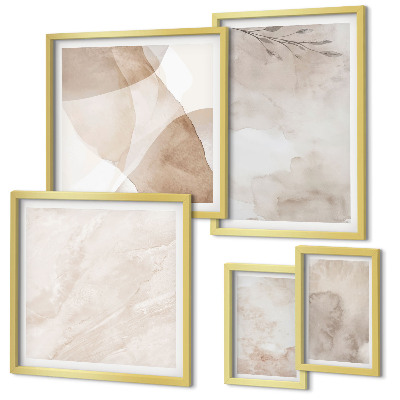 Set de 5 cuadros para salón Pinturas de acuarela con texturas bohemias