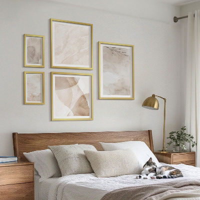Set de 5 cuadros para salón Pinturas de acuarela con texturas bohemias